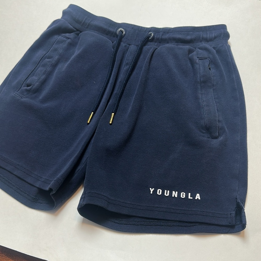 YoungLA Perfect Workout Shorts Navy Blue Size Small - Picture 3 of 12